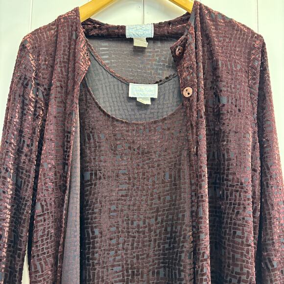 Vintage Hanky Panky Burnout Velvet Slip Dress & Jacket Set Size L Whimsigoth - Picture 2 of 15